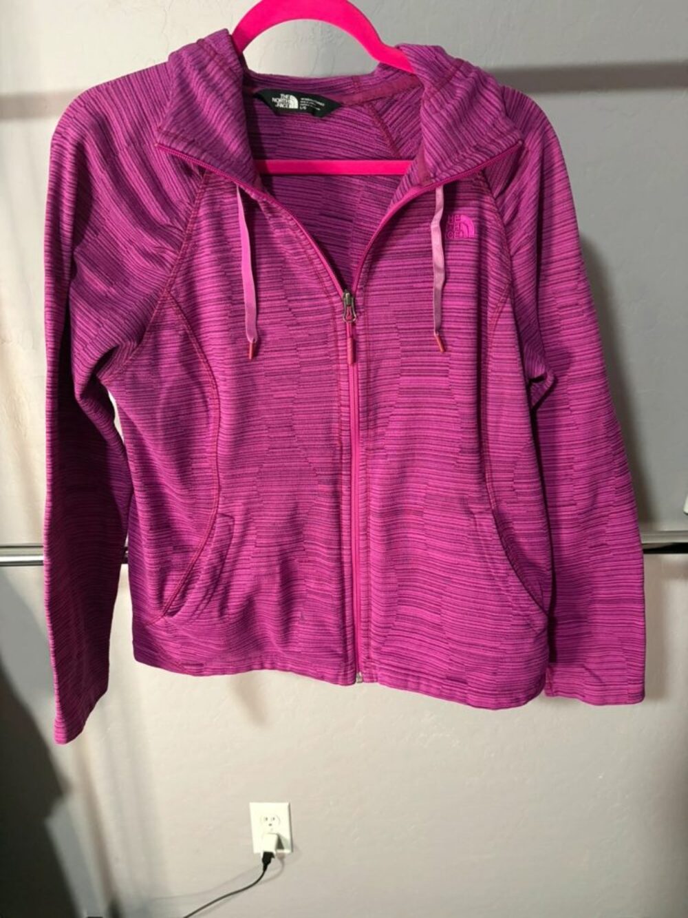 The North Face full zip pink hoodie